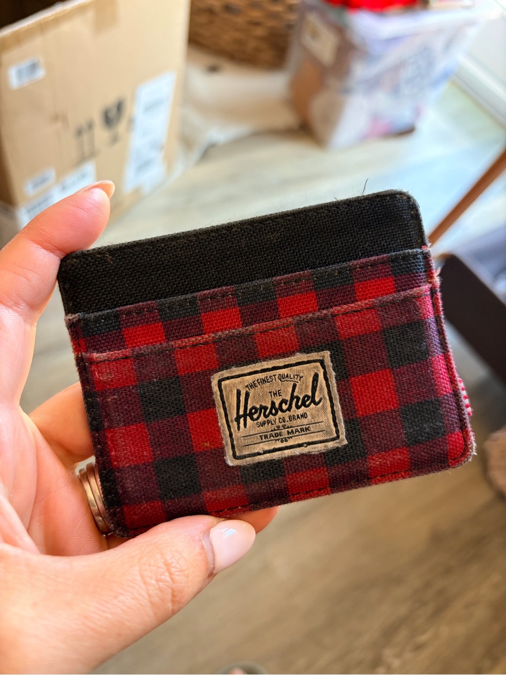Herschel Supply Company Red and Black Plaid Card Sleeve